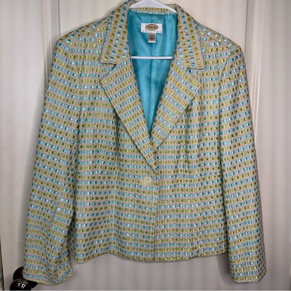 Talbots Blue Green Woven Women's Jacket Sz 14P - Picture 16 of 16